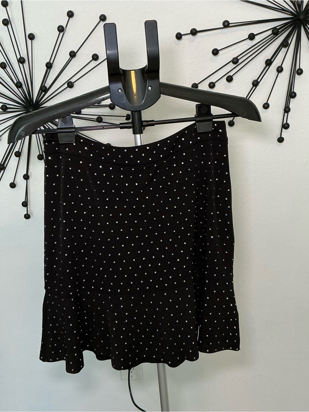 Michael Kors Black Rhinestone Studded Mini Skirt Size 8